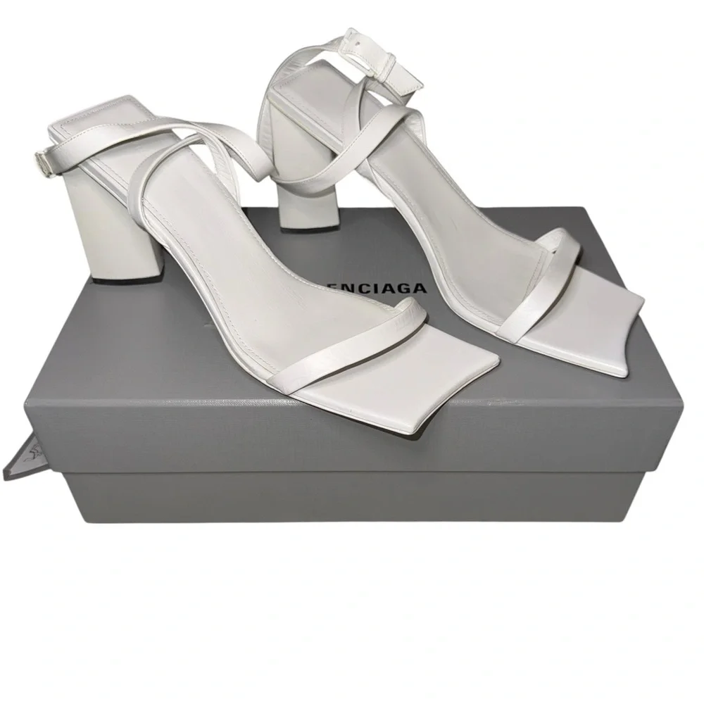 Balenciaga White Ankle Strap Heels - Picture 5 of 16